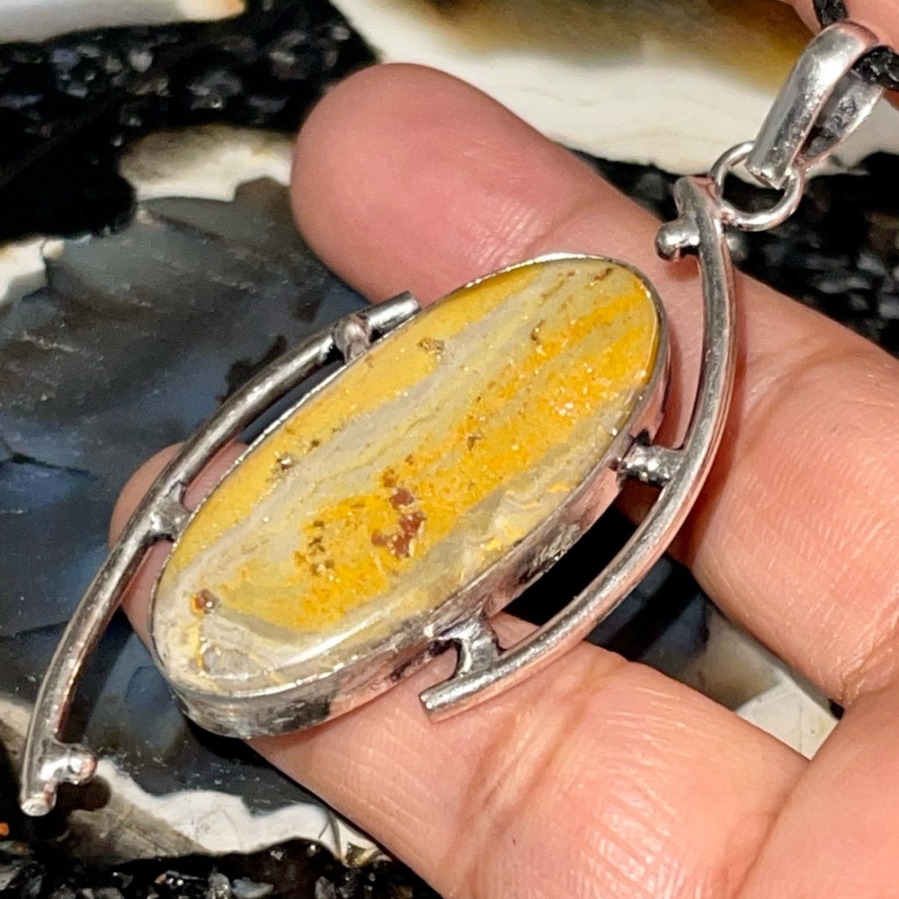 Indonesian Buzzing Bumblebee Jasper Pendant 2 1/4